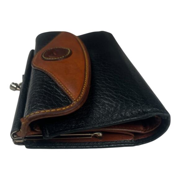 DOONEY & BOURKE Wallet Clutch Navy Blue Tan Vintage Kiss-Lock Bifold Classic - Picture 5 of 15